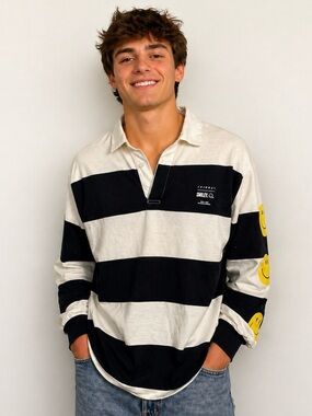 Joshua Sanders Smile black/white stripe pullover shirt. Mens size XS. NWT